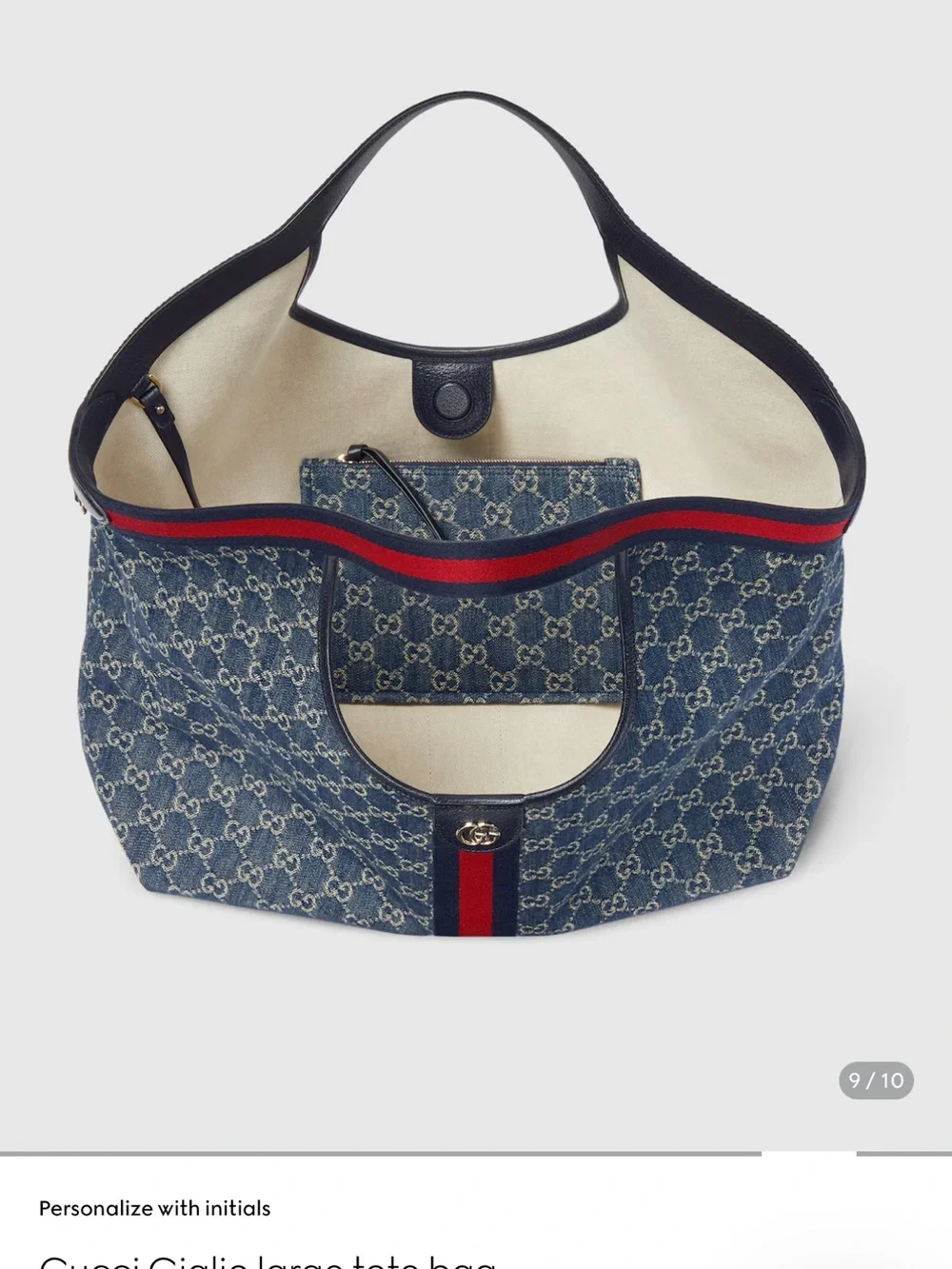 Gucci Giglio Large Tote Bag Blue & White GG Denim – Excellent Condition